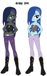 Size: 1920x3090 | Tagged: safe, artist:lhenao, oc, oc only, oc:scary bug, human, equestria girls, g4, belly button, magical lesbian spawn, next generation, offspring, parent:queen chrysalis, parent:twilight sparkle, parents:twisalis, simple background, solo, transparent background