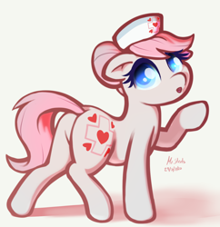 Size: 1242x1285 | Tagged: safe, artist:mrstrats, nurse redheart, earth pony, pony, g4, :o, colored pupils, cute, heartabetes, open mouth, raised hoof