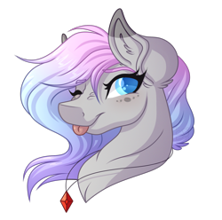 Size: 1410x1400 | Tagged: safe, artist:amazing-artsong, oc, oc only, oc:aldia, pony, bust, female, mare, portrait, simple background, solo, tongue out, transparent background