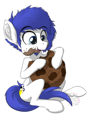 Size: 3396x4677 | Tagged: safe, artist:calena, derpibooru exclusive, oc, oc only, oc:isaac pony, pony, chocolate, cookie, cuddling, cute, eating, food, giant cookie, simple background, solo, transparent background