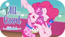 Size: 1280x720 | Tagged: safe, edit, edited screencap, screencap, pinkie pie, equestria girls, equestria girls specials, g4, my little pony equestria girls: better together, my little pony equestria girls: spring breakdown, all good (song), extended version, geode of sugar bombs, glasses, heart shaped glasses, magical geodes, youtube link, youtube thumbnail
