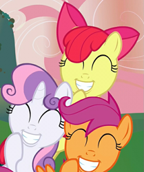 Size: 561x670 | Tagged: safe, screencap, apple bloom, scootaloo, sweetie belle, g4, hearts and hooves day (episode), adorabloom, cropped, cute, cutealoo, cutie mark crusaders, diasweetes