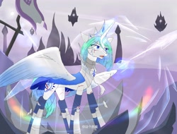 Size: 4096x3112 | Tagged: safe, artist:白乌鸦之翼, oc, alicorn, crystal pony, pony, alicorn oc, horn, wings