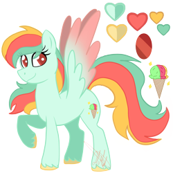 Size: 2000x2000 | Tagged: safe, artist:chelseawest, oc, oc only, oc:rainbow sherbet, pegasus, pony, colored wings, colored wingtips, female, high res, mare, petalverse, simple background, solo, transparent background