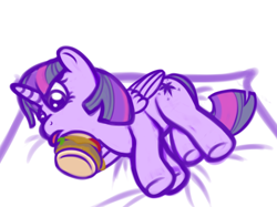 Size: 878x658 | Tagged: safe, artist:deserter, derpibooru exclusive, twilight sparkle, alicorn, pony, g4, borgarposting, burger, cheese, cheeseburger, cute, desaturated, eating, female, food, hamburger, lazy, lettuce, looking down, lying down, mare, meat, on side, pillow, ponies eating meat, sketch, sliced cheese, solo, sweet dreams fuel, that pony sure does love burgers, tomato, tongue out, twiabetes, twilight burgkle, twilight sparkle (alicorn), wing hold