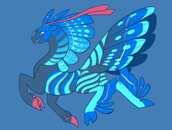 Size: 2800x2100 | Tagged: safe, artist:loryska, oc, oc only, hybrid, blue background, high res, magical lesbian spawn, offspring, parent:queen novo, parent:zecora, simple background, solo