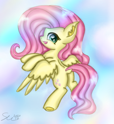 Size: 1194x1299 | Tagged: safe, artist:starflashing twinkle, fluttershy, pegasus, pony, g4, :3, beautiful, butt, cloud, cute, cutie mark, female, flying, looking at you, open mouth, plot, solo, wings