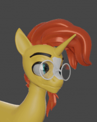 Size: 411x514 | Tagged: safe, artist:queen-razlad, sunburst, pony, unicorn, g4, 3d, animated, blender, cute, eevee (rendering engine), gif, glasses, rigged