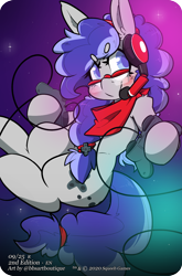 Size: 880x1335 | Tagged: safe, artist:bbsartboutique, oc, oc only, oc:cinnabyte, adorkable, badge, bandana, cinnabetes, commission, con badge, controller, cute, dork, gaming headset, glasses, headphones, headset