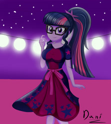 Size: 2500x2800 | Tagged: safe, artist:danielitamlp, sci-twi, twilight sparkle, equestria girls, g4, beautiful, clothes, dress, female, glasses, high res, pretty, smiling, solo