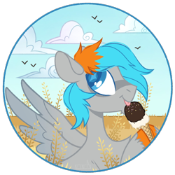 Size: 2000x2000 | Tagged: safe, artist:n in a, oc, oc:shade flash, pegasus, pony, food, high res, ice cream, male, mlem, silly, stallion, tongue out, unshorn fetlocks