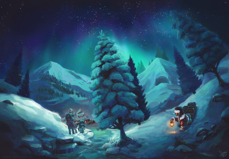 Aurora Snow Porn Star - 2392648 - safe, artist:nemo2d, oc, oc only, oc:summer ray, hippogriff,  pony, fanfic:through the aurora, aurora borealis, fanfic art, lantern,  mountain, night, north pole, scenery, scenery porn, snow, stars, tree -  Derpibooru