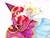 Size: 3096x2322 | Tagged: safe, artist:liaaqila, apple bloom, applejack, equestria girls, for whom the sweetie belle toils, g4, applerella, cinderella, clothes, commission, cosplay, costume, disney, disney princess, dress, ear piercing, earring, gown, hennin, high res, jewelry, petticoat, piercing, princess apple bloom, princess applejack, princess costume, traditional art, wind, windswept hair