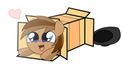 Size: 468x263 | Tagged: safe, artist:the-croolik, oc, oc only, oc:bullet song, pony, box, cute, heart, open mouth, simple background, sliding ponies, smiling, solo, starry eyes, transparent background