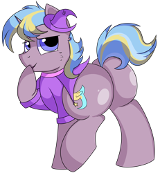Size: 4800x5200 | Tagged: safe, artist:rainbowtashie, oc, oc:strict talent, earth pony, pony, unicorn, butt, clothes, commissioner:bigonionbean, cutie mark, dummy thicc, extra thicc, flank, fusion, fusion:ms. harshwhinny, fusion:trixie, hat, male, plot, rule 63, simple background, stallion, transparent background, writer:bigonionbean