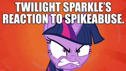 Size: 1920x1080 | Tagged: safe, edit, edited screencap, screencap, twilight sparkle, alicorn, pony, g4, once upon a zeppelin, abuse, angry, caption, female, gritted teeth, image macro, implied spike, solo, spike justice warriors, spikeabuse, text, twilight sparkle (alicorn)