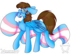 Size: 5229x4000 | Tagged: safe, artist:creepybrooke59, artist:mimilie99, oc, oc only, pegasus, pony, male, pride, pride flag, pride month, safety goggles, simple background, solo, transgender, transgender pride flag, transparent background