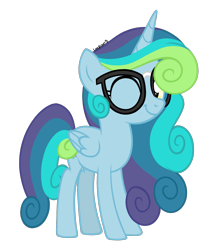 Size: 1290x1499 | Tagged: safe, alternate version, artist:leaficun3, oc, oc only, oc:everfree, pony, unicorn, female, glasses, one eye closed, simple background, solo, teenager, transparent background, wink