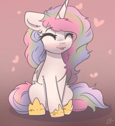 Size: 1200x1316 | Tagged: safe, artist:radioaxi, princess celestia, alicorn, pony, g4, :p, cheek fluff, chest fluff, cute, cutelestia, ear fluff, eyes closed, female, floppy ears, heart, hoof shoes, leg fluff, mare, messy mane, sillestia, silly, simple background, sitting, sketch, smiling, solo, tongue out