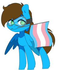 Size: 1765x1628 | Tagged: safe, artist:hellscrossing, oc, oc only, pegasus, pony, male, pride, pride flag, pride month, safety goggles, simple background, solo, transgender, transgender pride flag, transparent background