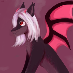 Size: 794x802 | Tagged: safe, artist:ske, oc, oc only, bat pony, smiling, solo, spread wings, wings