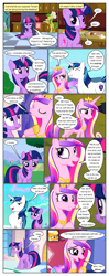 Size: 612x1552 | Tagged: safe, artist:newbiespud, edit, edited screencap, screencap, apple fritter, applejack, princess cadance, queen chrysalis, shining armor, twilight sparkle, earth pony, pony, unicorn, comic:friendship is dragons, a canterlot wedding, g4, the crystal empire, three's a crowd, apple family member, bipedal, chef's hat, comic, crossed hooves, dialogue, eyelashes, eyes closed, female, food, freckles, glowing horn, grumpy, hat, hoof on chest, hoof shoes, hooves to the chest, horn, jewelry, magic, male, mare, mouth hold, notepad, pencil, peytral, pointy ponies, raised hoof, screencap comic, smiling, stallion, telekinesis, tiara, unicorn twilight