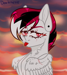 Size: 3000x3350 | Tagged: safe, artist:darkness2, oc, oc only, oc:razorwing, pegasus, pony, :p, high res, mlem, silly, solo, tongue out