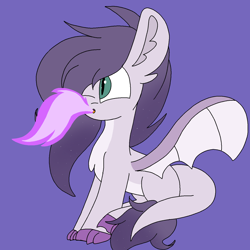 Size: 1378x1378 | Tagged: safe, artist:circuspaparazzi5678, oc, oc only, oc:amethyst, dracony, dragon, hybrid, pony, claws, dragon wings, fire, parent:rarity, parent:spike, solo, wings