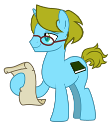 Size: 1262x1400 | Tagged: safe, artist:optimusv42, oc, oc only, oc:optimus, pony, unicorn, glasses, ponysona, scroll, simple background, solo, transparent background