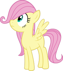 Size: 3000x3376 | Tagged: safe, artist:slb94, fluttershy, pegasus, pony, g4, sonic rainboom (episode), blank flank, female, filly, filly fluttershy, high res, simple background, solo, transparent background, vector, younger