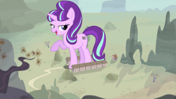 Size: 1280x720 | Tagged: safe, edit, editor:jaredking779, starlight glimmer, pony, unicorn, g4, equal cutie mark, female, giant pony, giant starlight glimmer, giant unicorn, giantess, houses, macro, mare, mega glimmer, our town, raised hoof, s5 starlight, stalin glimmer, this will end in communism