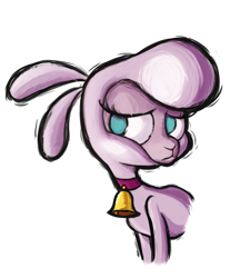 Size: 1297x1500 | Tagged: safe, artist:hitsuji, pom (tfh), sheep, them's fightin' herds, bell, bell collar, collar, community related, female, frown, simple background, solo, transparent background