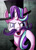 Size: 1500x2063 | Tagged: safe, artist:starbat, starlight glimmer, pony, g4, bust, fake moustache, female, hat, portrait, snidely whiplash, solo, top hat