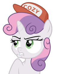 Size: 4000x5216 | Tagged: safe, artist:sollace, derpibooru exclusive, sweetie belle, pony, g4, growing up is hard to do, .svg available, female, frown, hat, implied cozy glow, lips, make equestria great again, raised leg, show accurate, simple background, solo, transparent background, vector