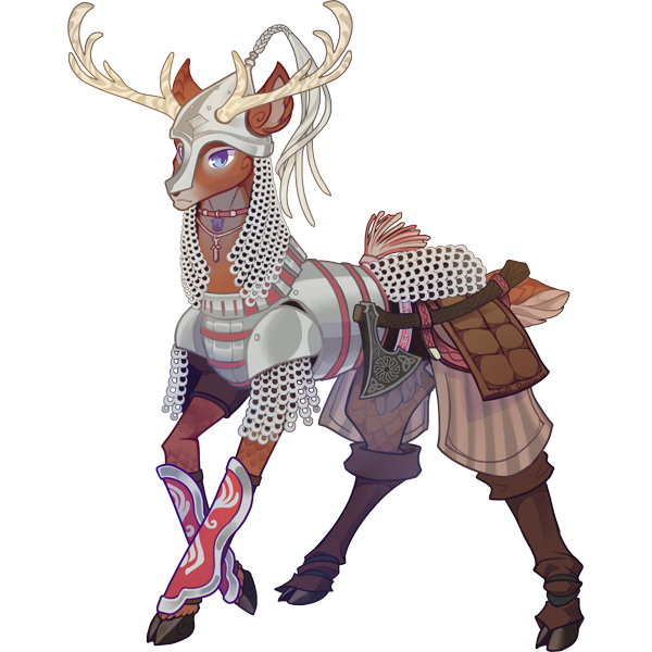 2393719 - safe, artist:sitaart, oc, oc only, oc:quick stride, deer,  ponyfinder, armor, axe, blue eyes, chainmail, clothes, dungeons and  dragons, fantasy class, hatchet, helmet, high res, knight, male, pen and  paper rpg