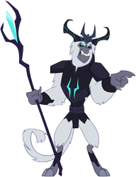 Size: 8112x10540 | Tagged: safe, artist:andoanimalia, storm king, yeti, g4, my little pony: the movie, angry, antagonist, armor, beast, claws, crown, fangs, feet, horns, jewelry, pointing, regalia, simple background, staff, staff of sacanas, storm king's emblem, transparent background, updated, vector