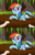 Size: 600x948 | Tagged: safe, artist:doublewbrothers, rainbow dash, human, pegasus, g4, 2 panel comic, backwards cutie mark, comic, cropped, looking at you, mud, muddy, muddy hooves, offscreen character, pov, rainbow dash simulator, story in the source, talking to viewer, text