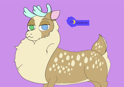 Size: 5000x3500 | Tagged: safe, artist:midnight_mare, oc, deer, reindeer, them's fightin' herds, :3, community related, fluffy, heterochromia, looking at you, meta, simple background, spots, tfh oc