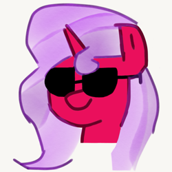 Size: 1087x1087 | Tagged: safe, artist:hazy_reply, oc, oc only, oc:hazy reply, pony, unicorn, 1000 hours in ms paint, bust, female, mare, phone drawing, portrait, simple background, solo, sunglasses, white background