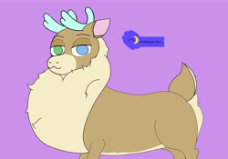 Size: 5000x3500 | Tagged: safe, alternate version, artist:midnight_mare, oc, deer, reindeer, them's fightin' herds, community related, fluffy, heterochromia, looking at you, meta, simple background, tfh oc
