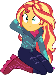 Size: 2220x3000 | Tagged: safe, artist:mr-breadman, sunset shimmer, equestria girls, equestria girls series, g4, holidays unwrapped, spoiler:eqg series (season 2), female, high res, show accurate, shrunken pupils, simple background, solo, transparent background, vector