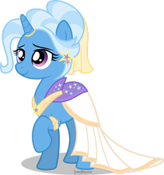 Size: 1920x2063 | Tagged: safe, artist:limedazzle, trixie, pony, g4, alternate hairstyle, clothes, dress, female, show accurate, simple background, solo, transparent background, vector, wedding dress