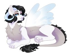 Size: 3200x2500 | Tagged: safe, artist:gigason, oc, oc only, draconequus, hybrid, female, high res, interspecies offspring, offspring, parent:discord, parent:rarity, parents:raricord, prone, simple background, solo, transparent background
