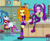 Size: 3165x2565 | Tagged: safe, artist:n-brillance, artist:yaya54320bases, adagio dazzle, aria blaze, sonata dusk, equestria girls, g4, base used, belt, book, boots, clock, clothes, converse, desk, dress, eyeshadow, female, food, headband, high heel boots, high res, jacket, leather jacket, makeup, pants, shoes, shorts, skirt, socks, stool, striped socks, taco, taco dress, the dazzlings, trio