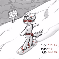 Size: 4000x4000 | Tagged: safe, artist:dark_nidus, pony, commission, danger, mountain, snow, snowboard, winter, your character here