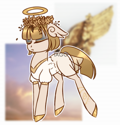 Size: 600x624 | Tagged: safe, artist:exagryph, oc, oc only, angel, pony, clothes, female, halo, mare, solo