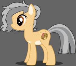 Size: 1427x1247 | Tagged: safe, artist:hazy_reply, oc, oc only, oc:reon letaviio, earth pony, pony, coat markings, female, freckles, gray background, mare, show accurate, side view, simple background, solo, vector