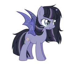 Size: 1776x1521 | Tagged: safe, artist:alphajunko, oc, oc only, oc:moonlight nova, alicorn, bat pony, bat pony alicorn, pony, icey-verse, alicorn oc, alternate hairstyle, bat ponified, bat wings, commission, female, horn, magical lesbian spawn, mare, missing cutie mark, multicolored hair, offspring, parent:mean twilight sparkle, parent:oc:moonshine twinkle, parents:canon x oc, parents:meanshine, race swap, simple background, solo, transparent background, wings