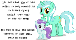 Size: 7478x4002 | Tagged: artist needed, safe, liza doolots, lyra heartstrings, petunia, tootsie flute, pony, unicorn, g4, cops, female, filly, foal, mare, meme, police, simple background, statistics, text, transparent background, trolling