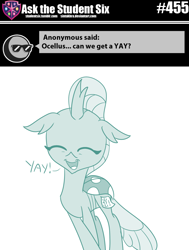 Size: 800x1060 | Tagged: safe, artist:sintakhra, ocellus, changedling, changeling, tumblr:studentsix, g4, cute, diaocelles, female, nothing but a cute changeling, post-it, sintakhra is trying to murder us, solo, weapons-grade cute, yay